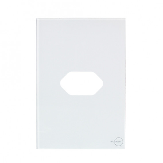 Placa p/ 1 Tomada Horizontal 4x2 - Novara Glass Branco